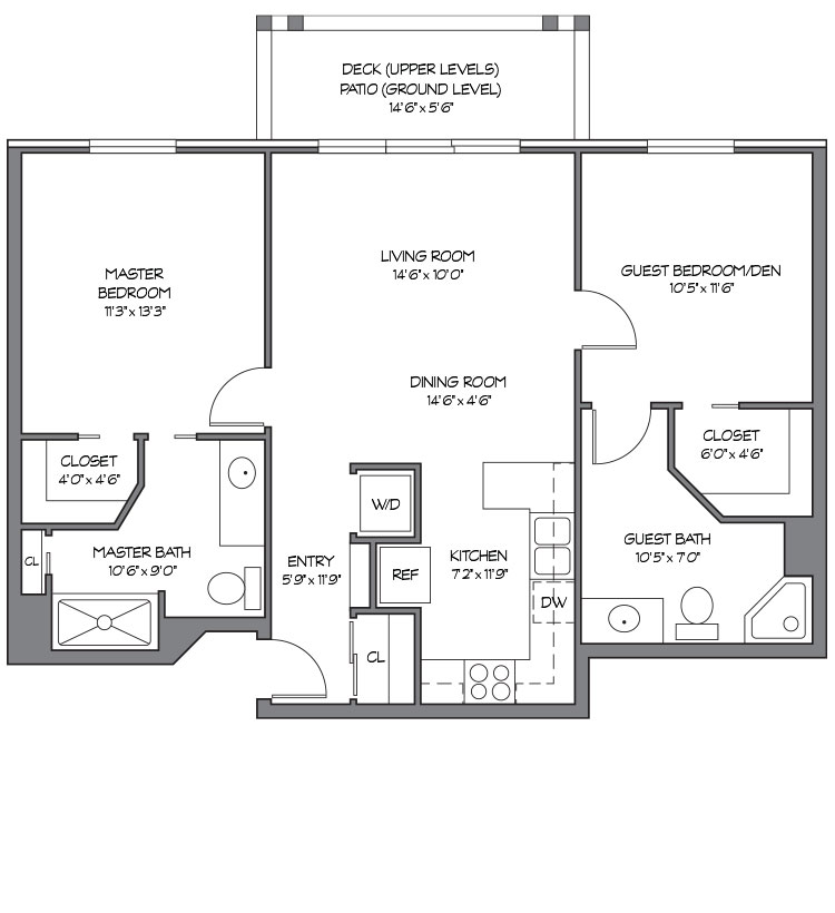 V-Esprit Deluxe 2-Bedroom Apartment Floor Plan